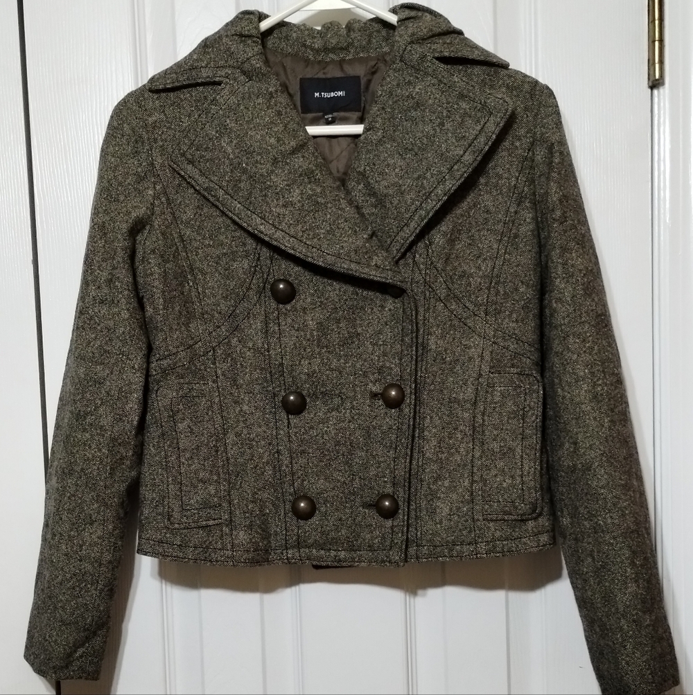 M.TSUBOMI Size EU 38 Women's Double-Breasted Brown Coat